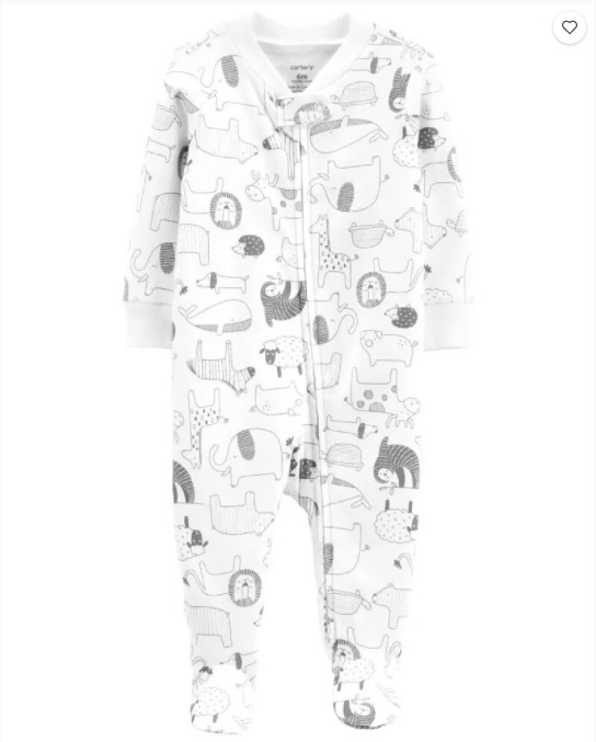 Zoo 2-Way Zip Cotton Sleep & Play